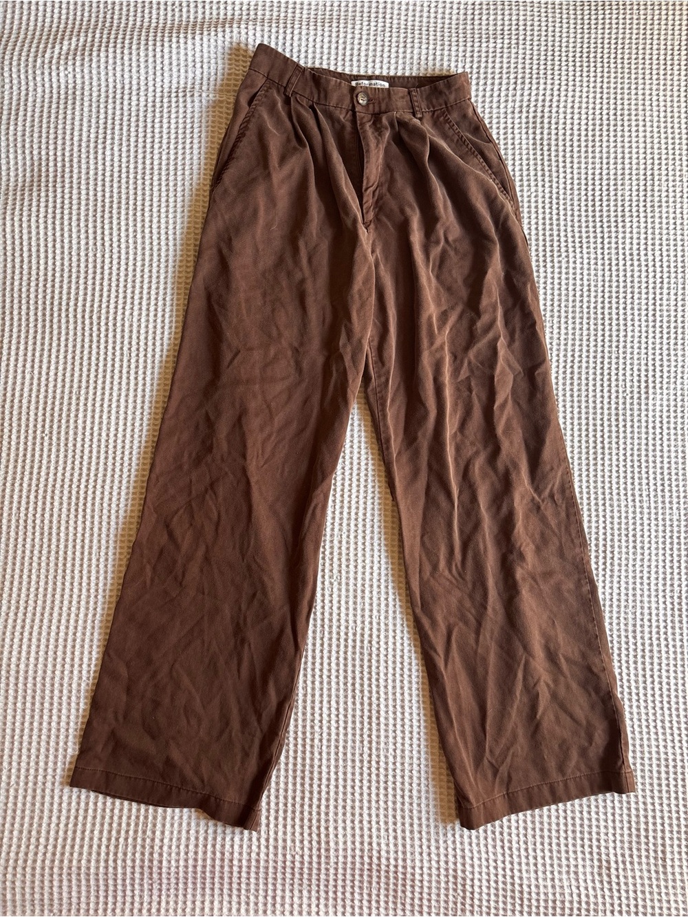 Reformation Women’s Brown Wide Leg Trousers